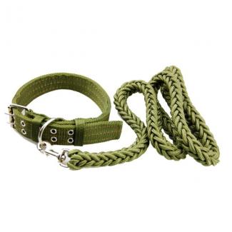 Hot Selling Custom brand Pet Supplies Nylon Woven Rope Dog leash and adjustable woven dog collars with chain for Medium dog